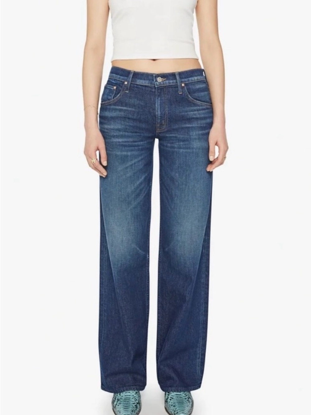 MOTHER Superior Denim The Down Low Spinner Heel in Digital Underground Size 30